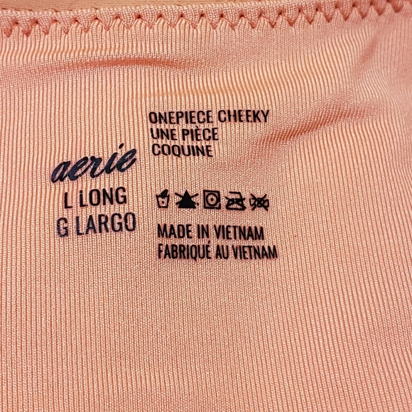 Aerie Cheeky Orange One-Piece Swimsuit with Gold Trim - Picture 3 of 7